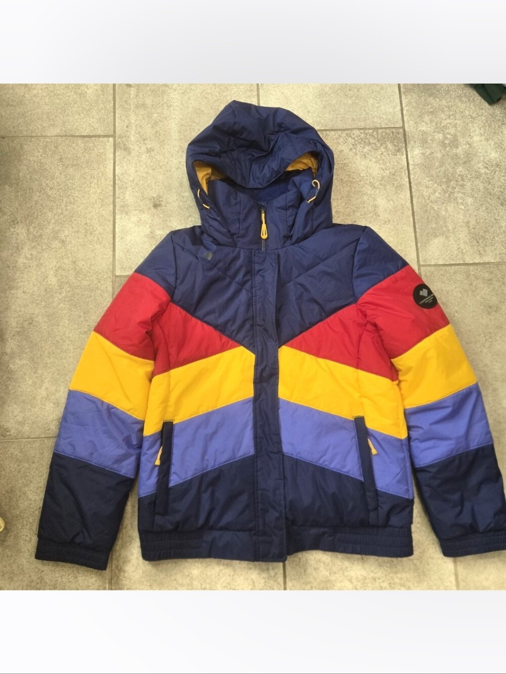 Obermeyer Jacqueline Ski Jacket Womens 4 Retro Colorblock Chevron Puffer Coat